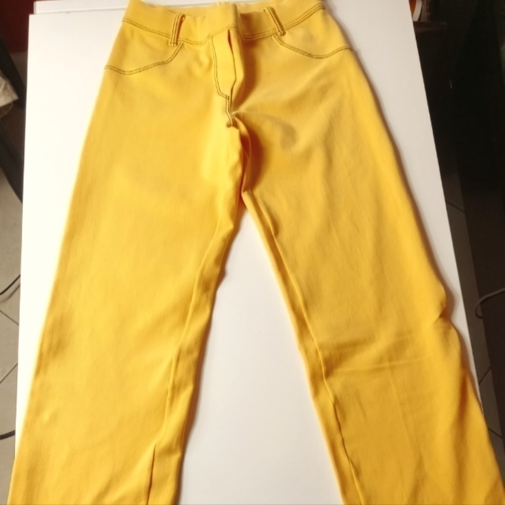 Square Fit - Womans Juniors Workout Yoga Yellow Leggings Small Excellent Cond - Picture 3 of 6